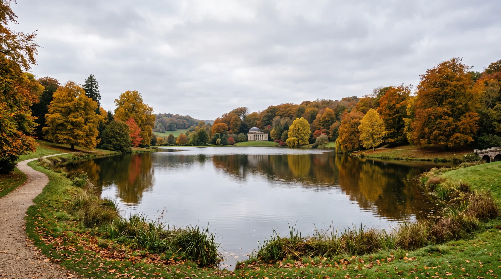 Lydiard Park lake and trees in autumn